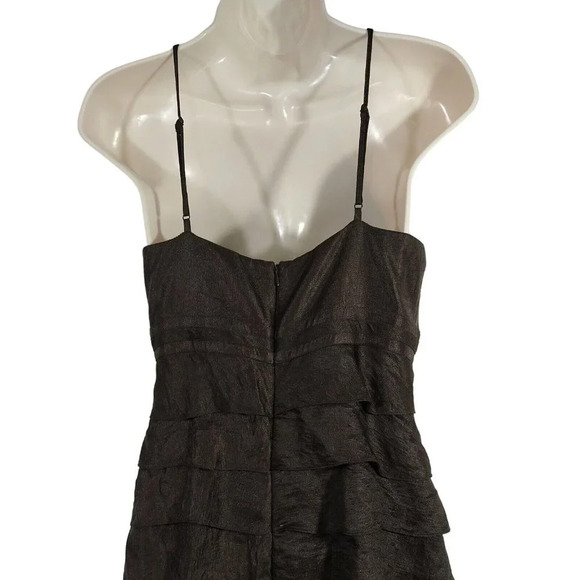 Adrianna Papell Occasion Formal Gown Dress Layered Size 4 Brown Sleeveless Jewel - Picture 6 of 9